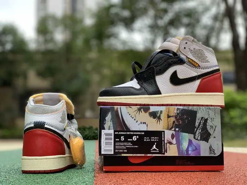 Authentic Union x Air Jordan 1 Retro High OG NRG White Red GS 