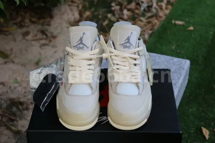 Authentic OFF-WHITE x Air Jordan 4 SP WMNS “Sail” 