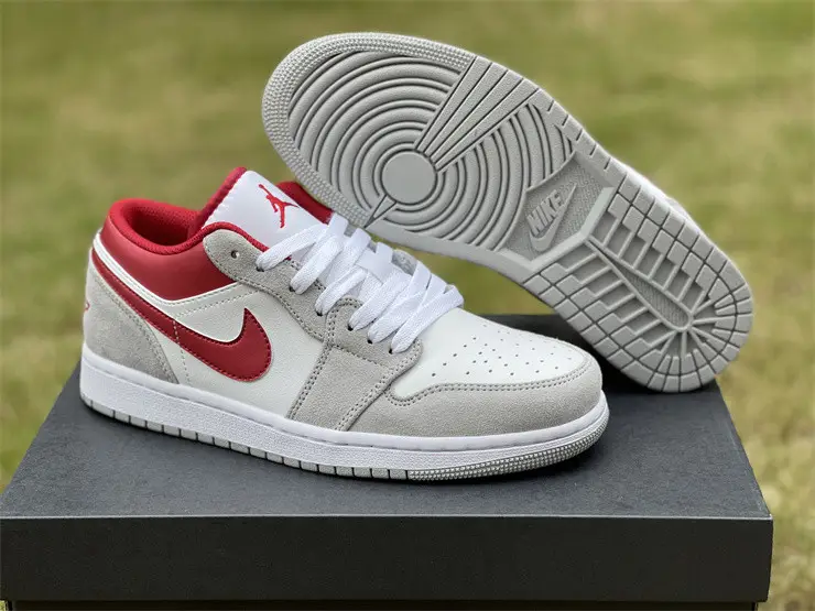 Authentic Air Jordan 1 Low Light Smoke Grey Gym Red 