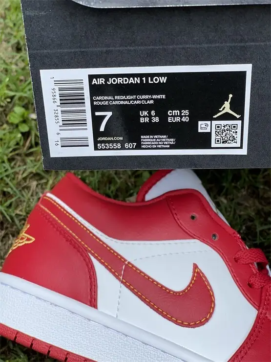 Authentic Air Jordan 1 Low White Red 