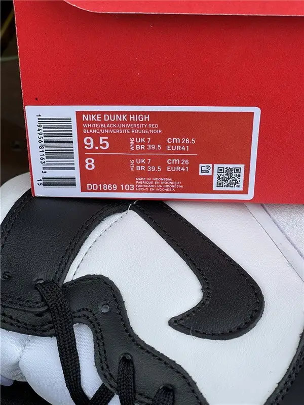 Authentic Nike Dunk High Black White 