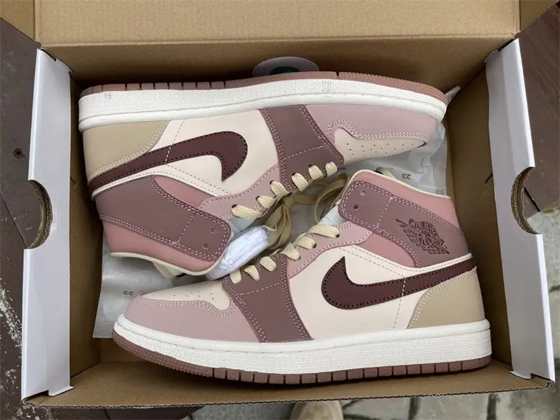 Authentic Air Jordan 1 Mid “Brown Pink” 