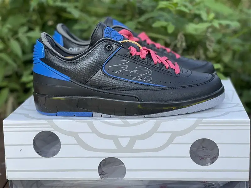 Authentic Off-White x Air Jordan 2 Low Black Blue (with correct boxes) 