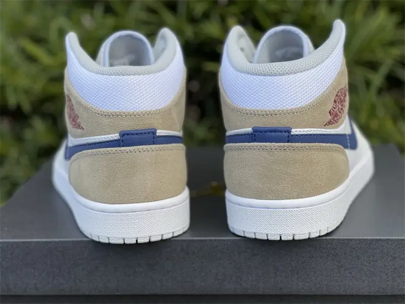 Authentic Air Jordan 1 Mid White Khaki 
