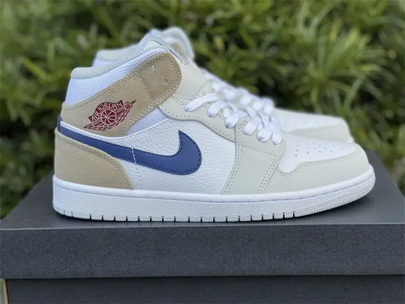 Authentic Air Jordan 1 Mid White Khaki 