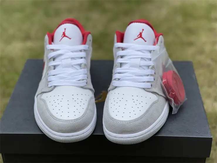 Authentic Air Jordan 1 Low Light Smoke Grey Gym Red 