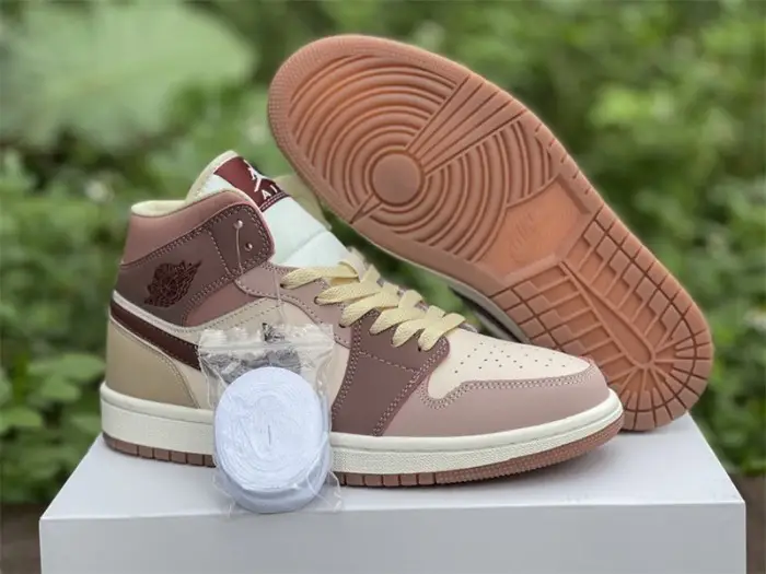 Authentic Air Jordan 1 Mid “Brown Pink” 