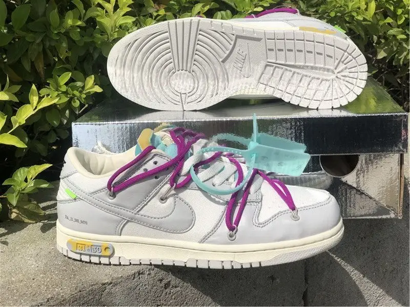 Authentic Off-White x Nike Dunk Low Beige Grey Women Shoes 