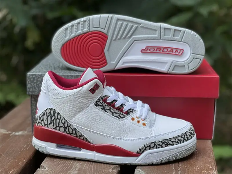 Authentic Air Jordan 3 Retro Cardinal Red 