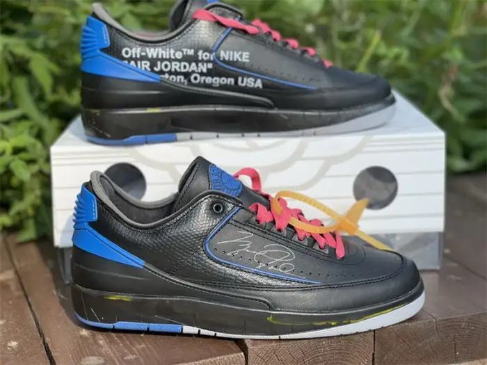 Authentic Off-White x Air Jordan 2 Low Black Blue (with correct boxes) 