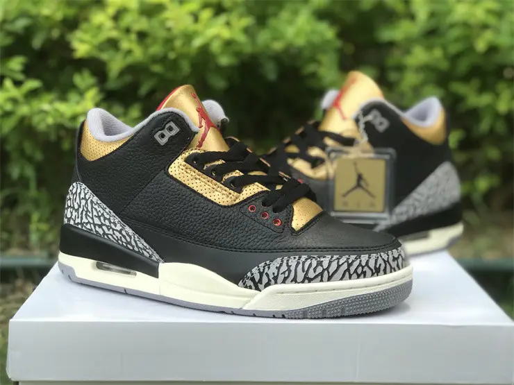 Authentic Air Jordan 3 Black Gold” Women Shoes 