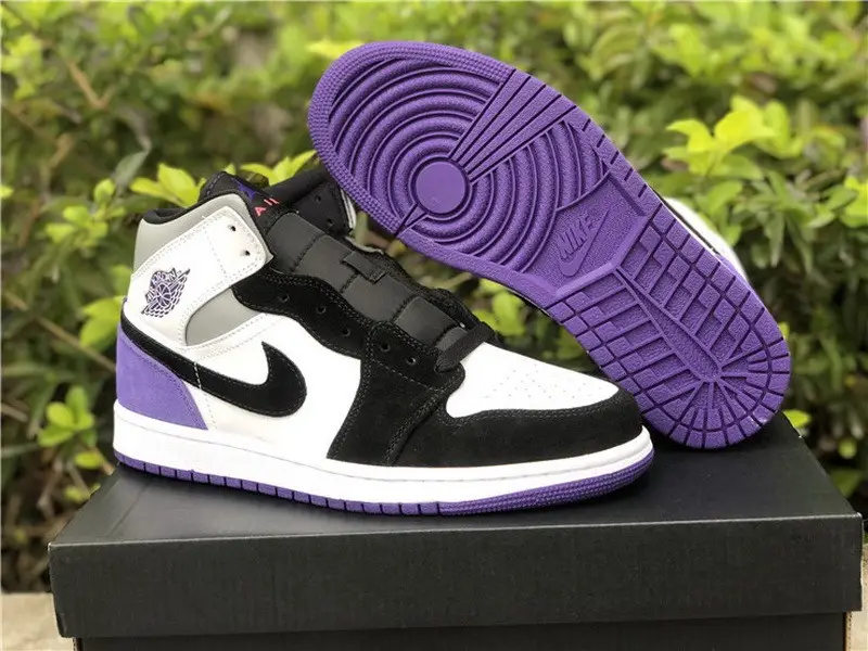 Authentic Air Jordan 1 Mid SE “Varsity Purple” GS 