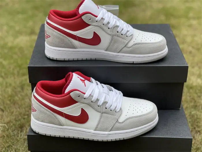 Authentic Air Jordan 1 Low Light Smoke Grey Gym Red EAD948