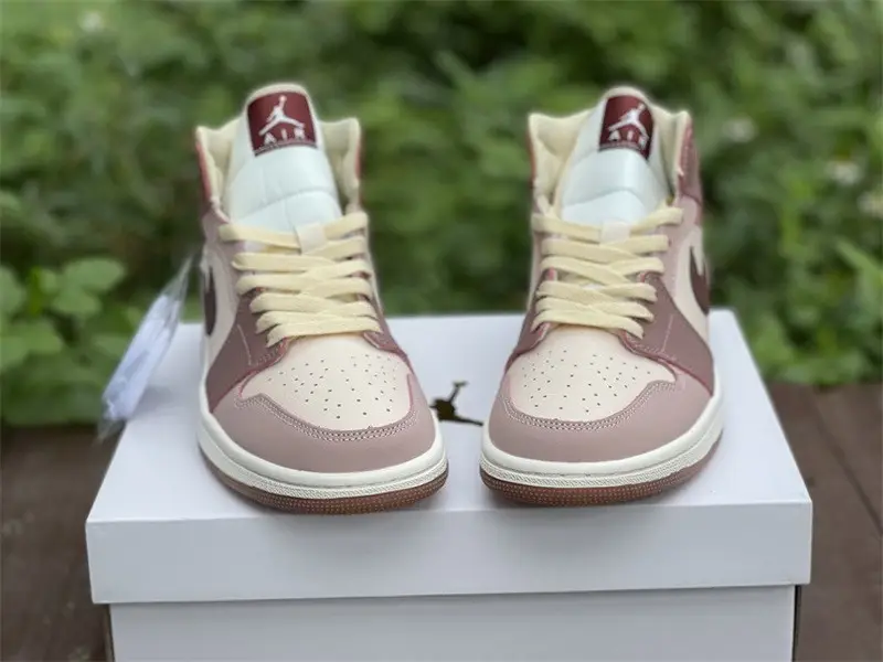 Authentic Air Jordan 1 Mid “Brown Pink” 