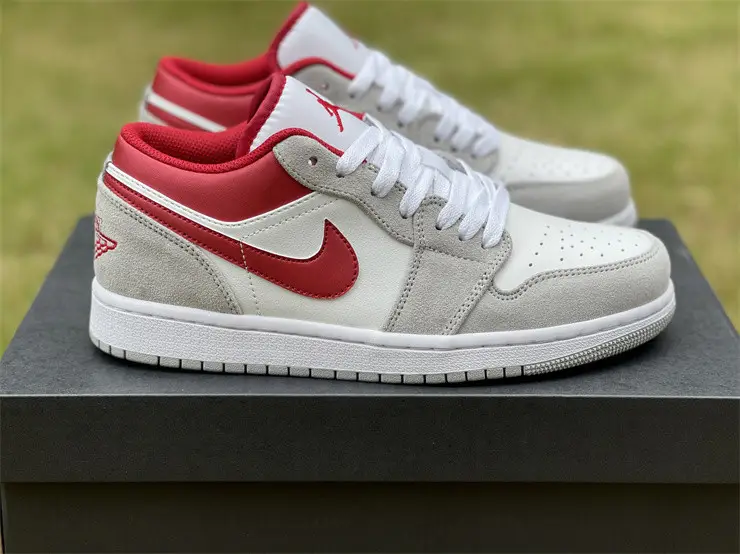 Authentic Air Jordan 1 Low Light Smoke Grey Gym Red 