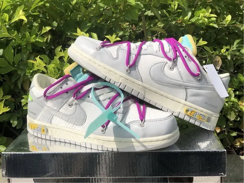 Authentic Off-White x Nike Dunk Low Beige Grey Women Shoes 