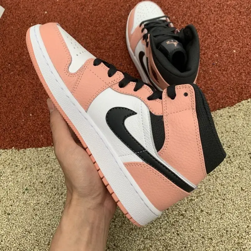 Authentic Air Jordan 1 Mid Pink quarts GS 