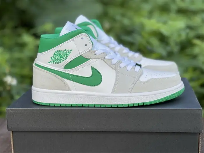 Authentic Air Jordan 1 Mid White Green BEFE705
