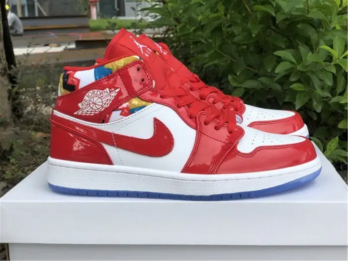 Authentic Air Jordan 1 Mid Red White BAFBE2680