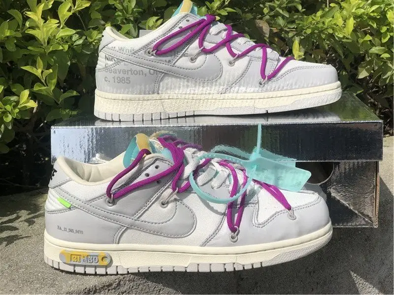 Authentic Off-White x Nike Dunk Low Beige Grey Women Shoes 