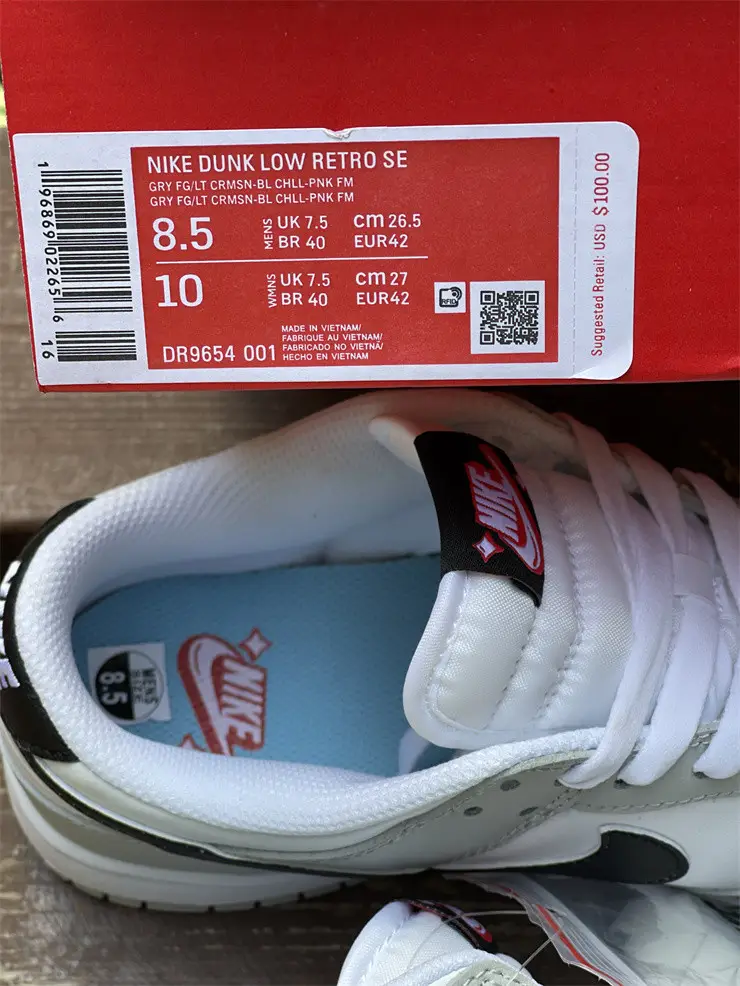 Authentic Nike Dunk Low White Grey 
