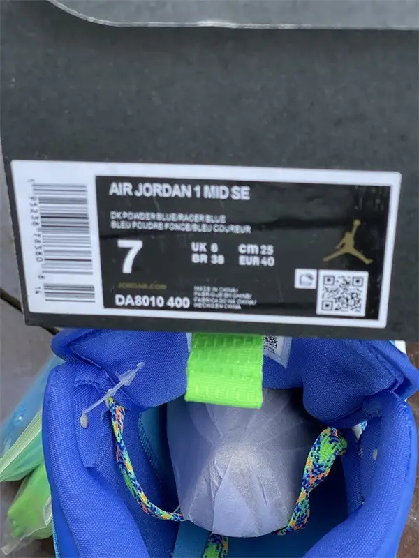 Authentic Air Jordan 1 Mid Blue Nero Green 