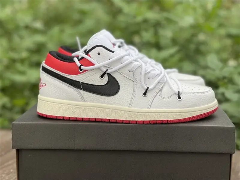 Authentic Air Jordan 1 Low White Red 