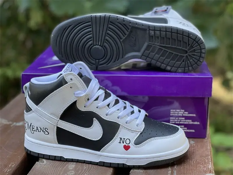 Authentic Supreme x Nike SB Dunk High QS “By Any Means”White Black 