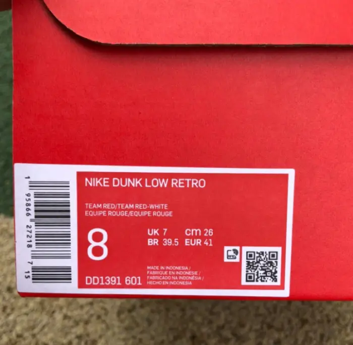 Authentic Nike Dunk Low Retro “Team Red” 