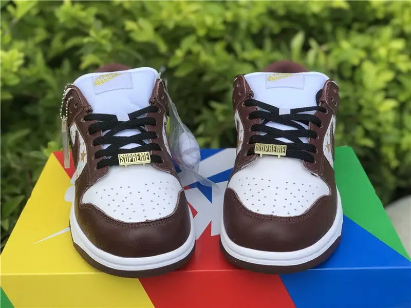 Authentic Supreme x Nike SB Dunk Low Brown 