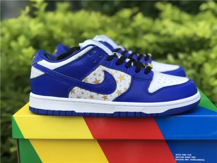 Authentic Supreme x Nike SB Dunk Blue White 