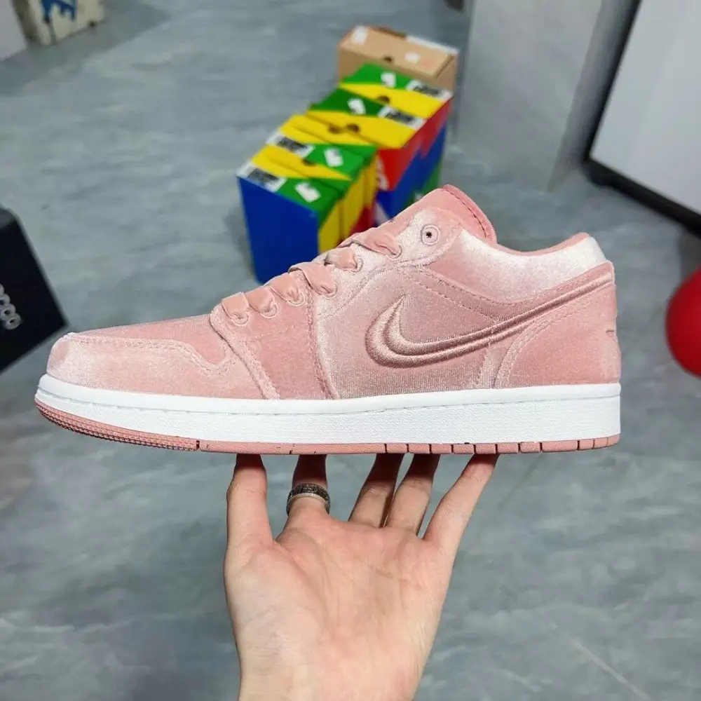 Authentic Air Jordan 1 Low Pink Velvet Women 