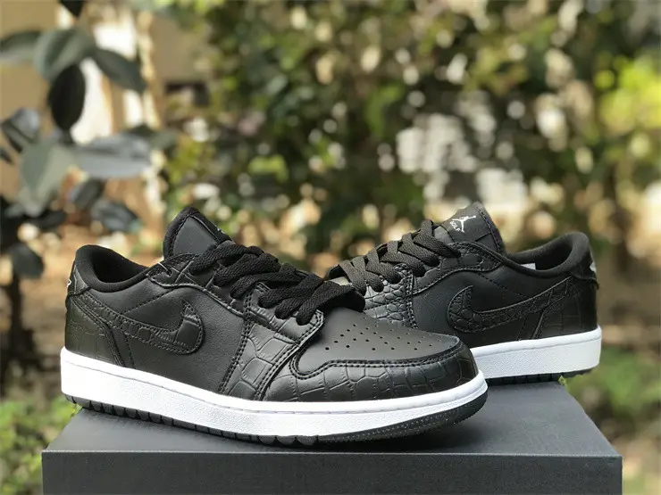 Authentic Air Jordan 1 Low Golf “Black Croc” 