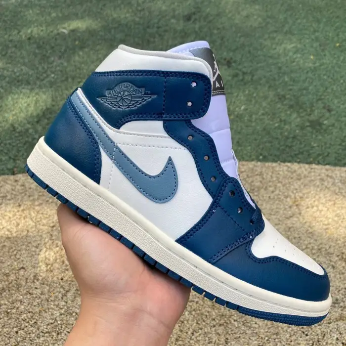 Authentic Air Jordan 1 Mid Sky French Blue Women shoes DCC2098