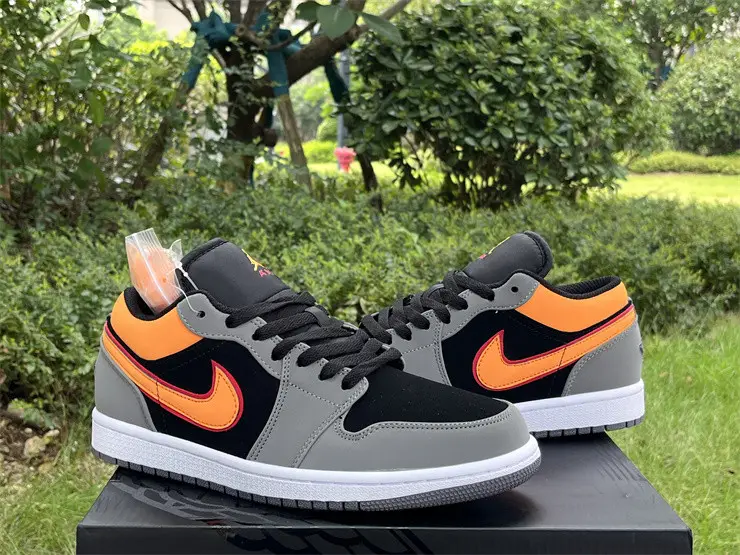 Authentic Air Jordan 1 Low Black Vivid Orange 