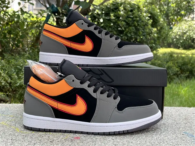Authentic Air Jordan 1 Low Black Vivid Orange 
