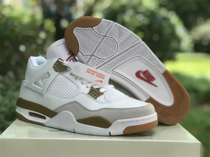 Authentic Nike SB x Air Jordan 4 White Camel FDB1313