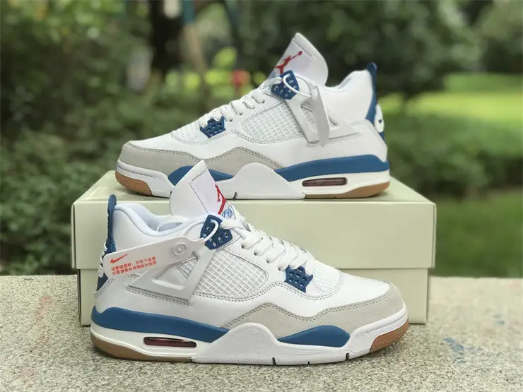 Authentic Nike SB x Air Jordan 4 White Blue 