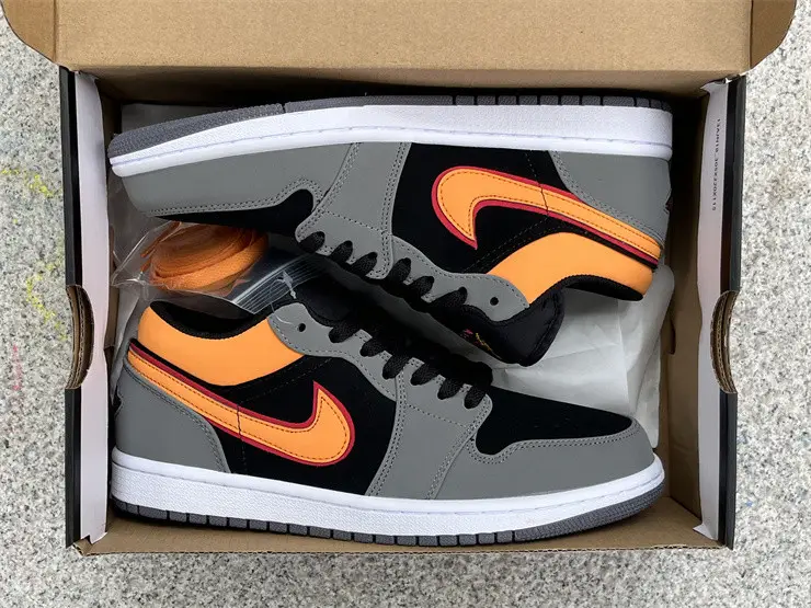 Authentic Air Jordan 1 Low Black Vivid Orange 