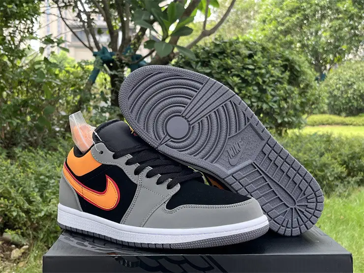 Authentic Air Jordan 1 Low Black Vivid Orange 