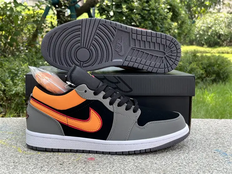 Authentic Air Jordan 1 Low Black Vivid Orange 