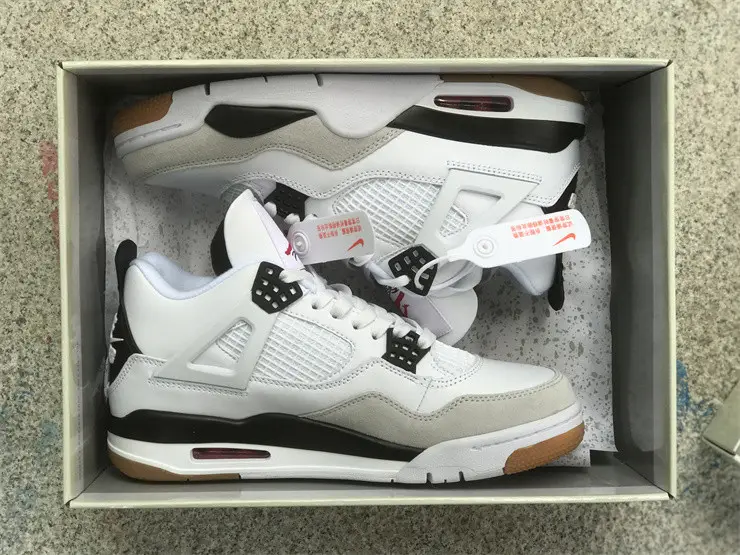 Authentic Nike SB x Air Jordan 4 White Black 