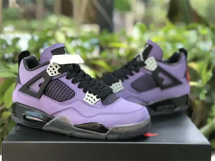 Authentic Travis Scott x Air Jordan 4 Retro Purple Custom 