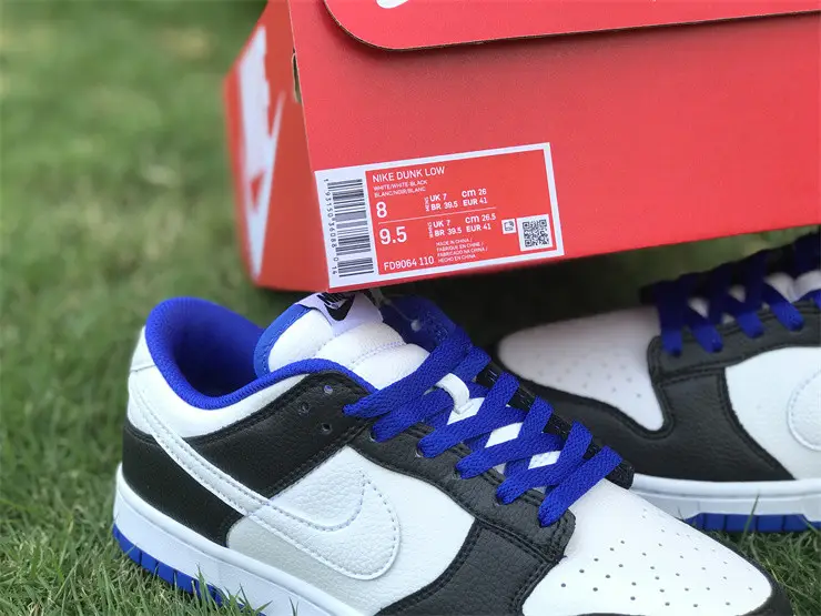 Authentic Nike Dunk Low White Black Blue 