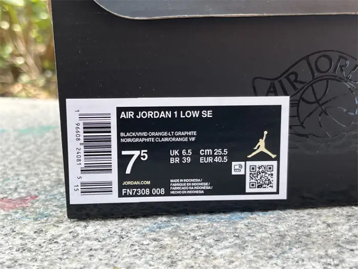 Authentic Air Jordan 1 Low Black Vivid Orange 