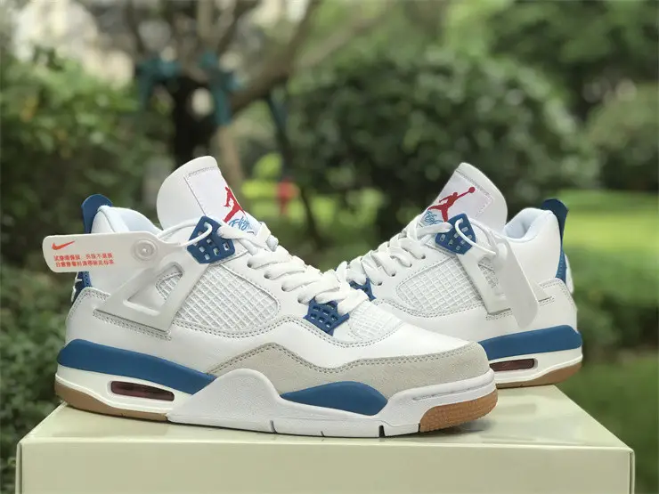 Authentic Nike SB x Air Jordan 4 White Blue 