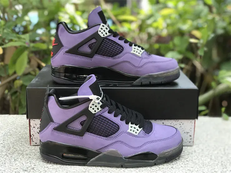 Authentic Travis Scott x Air Jordan 4 Retro Purple Custom 