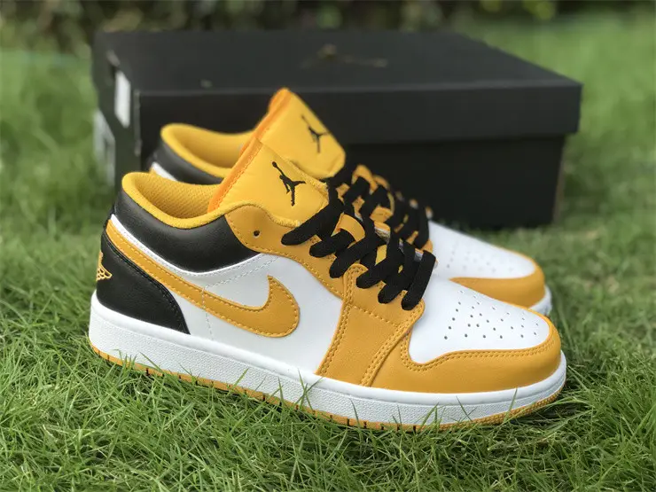 Authentic Air Jordan 1 Low White Yellow Black 