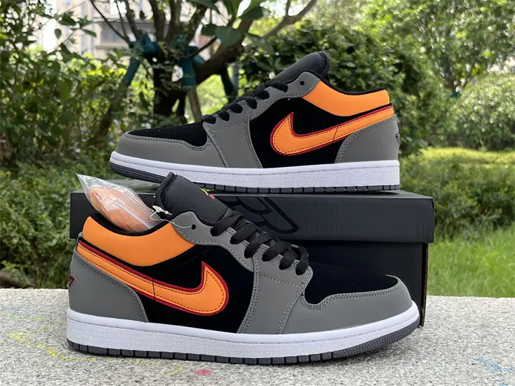 Authentic Air Jordan 1 Low Black Vivid Orange 