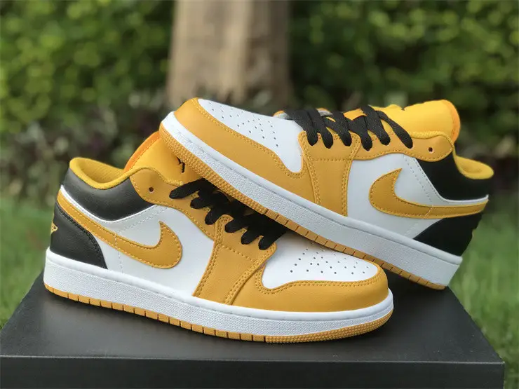 Authentic Air Jordan 1 Low White Yellow Black 